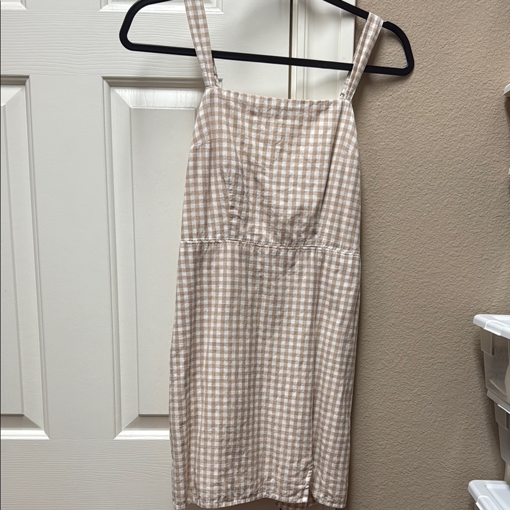 Abercrombie & Fitch Tan Gingham Sundress Sleeveless Mini